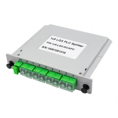 SC / APC LGX Box PLC Ayırıcı 1x8 Fiber Optik Bölücü Kart Bölücü PLC 130x100x25mm
