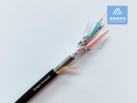 HDMI Hybrid Cable Fiber And Power Cable 4 Cores Fiber and 7 pcs Copper Cable Black TPU 6.0mm